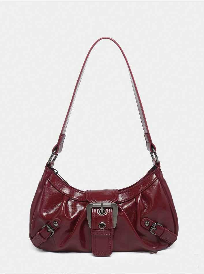 Women's Vintage Two-tone Shoulder Bag Dark Red null