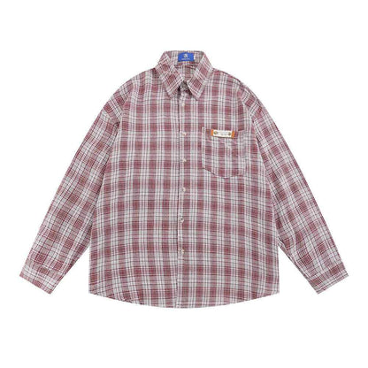 Plaid Long Sleeve Women's European And American Loose Casual Shirt Red null