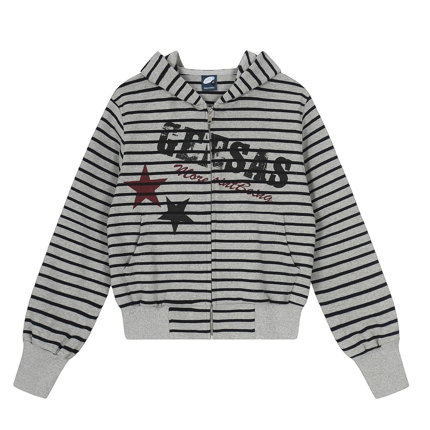 Sweet Hooded Regular Stripe Women's Sweatshirt | MuddyStock Originals Gray