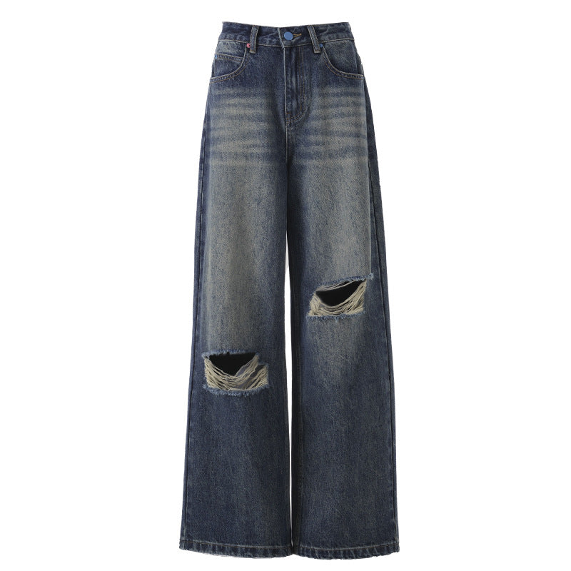 Women's High Waist Wide Leg Pants | MuddyStock Originals Vintage Blue # Extended Length MuddyStock