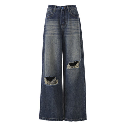 Women's High Waist Wide Leg Pants | MuddyStock Originals Vintage Blue # Extended Length MuddyStock