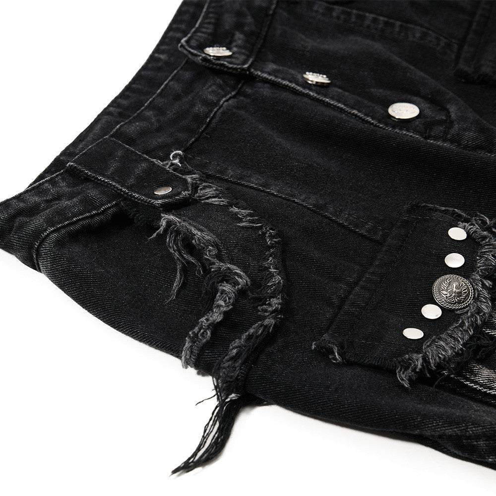 Cat whisker frayed distressed washed denim bell bottoms jeans for women | MuddyStock Originals