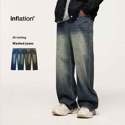 Washed Cut Wide Leg Jeans Men MuddyStock