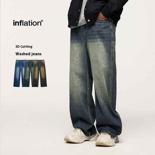 Washed Cut Wide Leg Jeans Men MuddyStock
