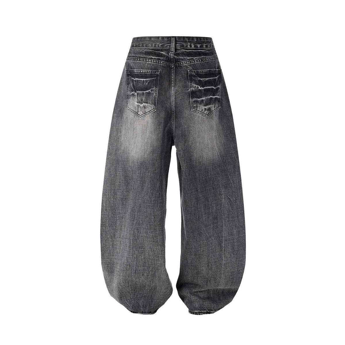 Retro Washed Distressed Loose-fit Wide-leg Denim Pants For Men And Women