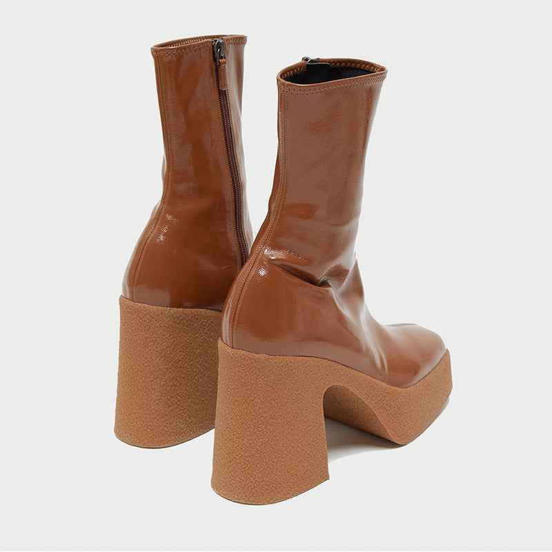 Square Toe Platform Platform High Heel Boots For Women