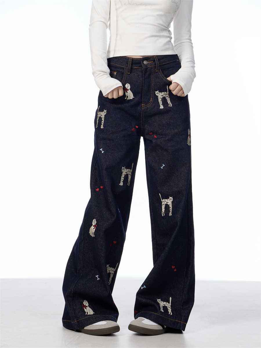 Animal Print Wide Leg Jeans For Women MuddyStock