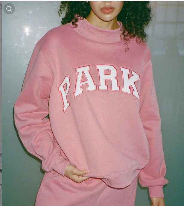 Round Neck Letter Print Sweatshirt For Women | MuddyStock Originals Pink - White Text 2 MuddyStock