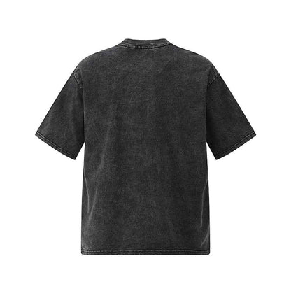 Cartoon printed distressed pure cotton short sleeved t-shirt for men | MuddyStock Originals