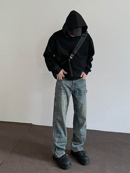 American High Street Multi-pocket Zipper Cargo Jeans For Men MuddyStock