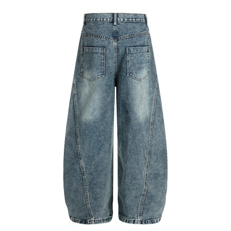 Wide leg curved knife jeans for women