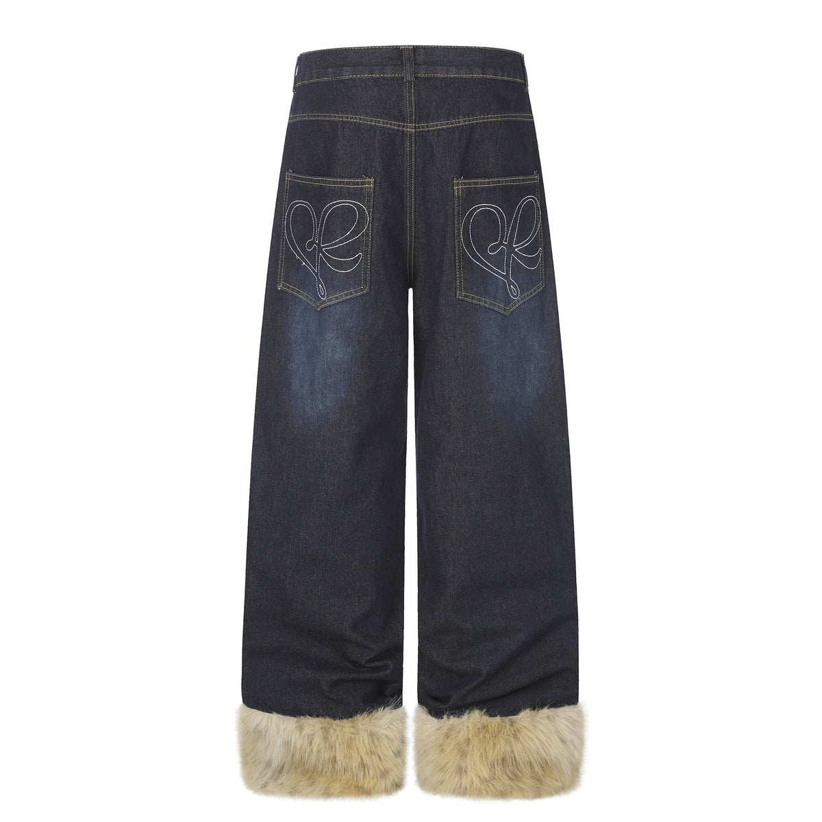 Wide Leg High Waist Washed Distressed Denim Jeans with Rivets and Frayed Hems for Women | MuddyStock Originals