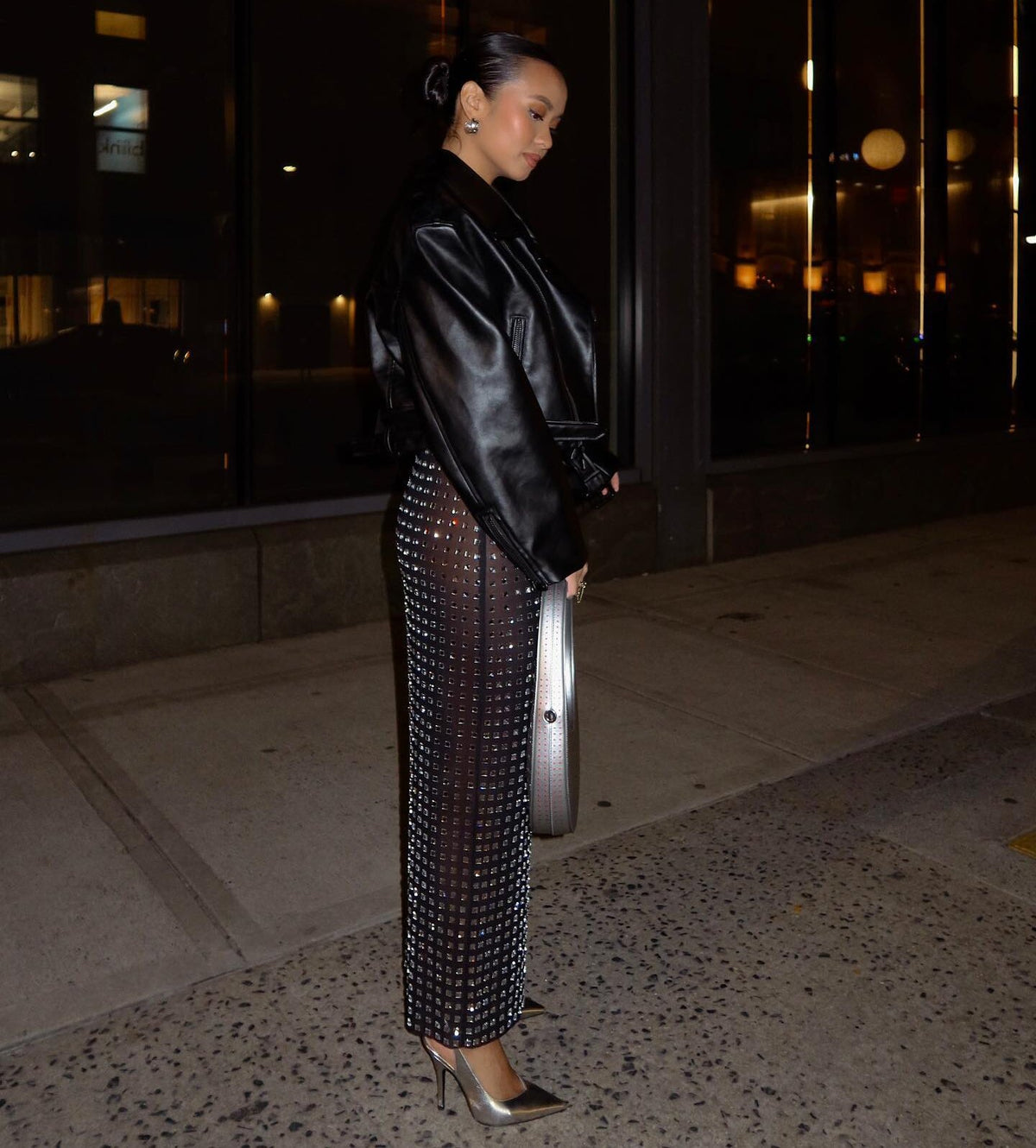 Black Rivet Top + Skirt Set For Women All Products