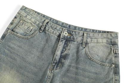 Washed Wear-white Straight Jeans For Men And Women MuddyStock