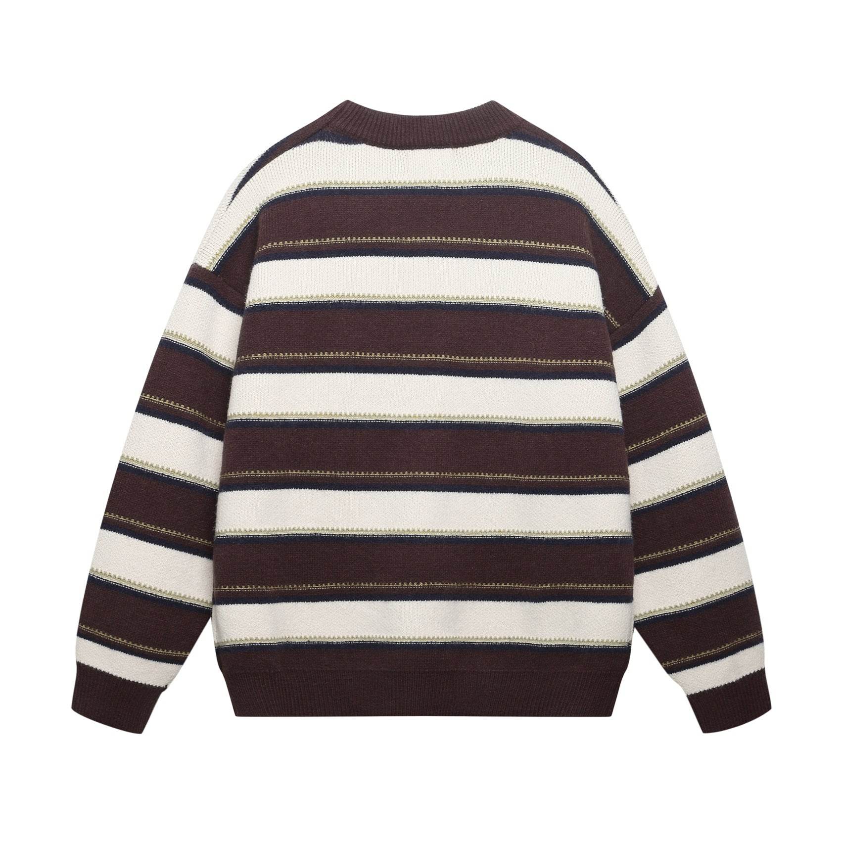 Letter Embroidery Striped Round Neck Sweater For Men | MuddyStock Originals MuddyStock