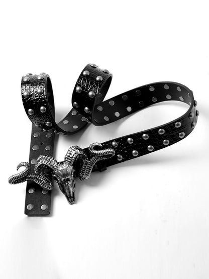 Distressed Skull And Sheep-head Belt