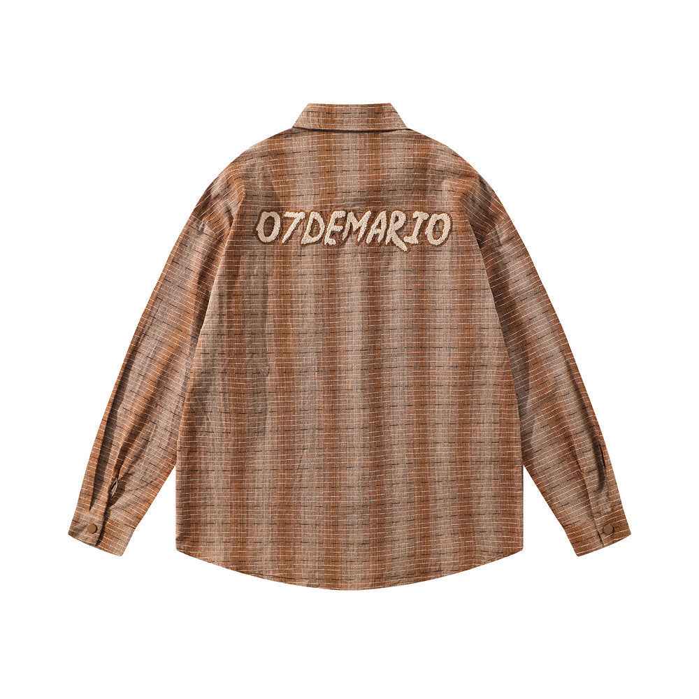 Plaid Long-sleeved Shirt With Cute Doll For Women null