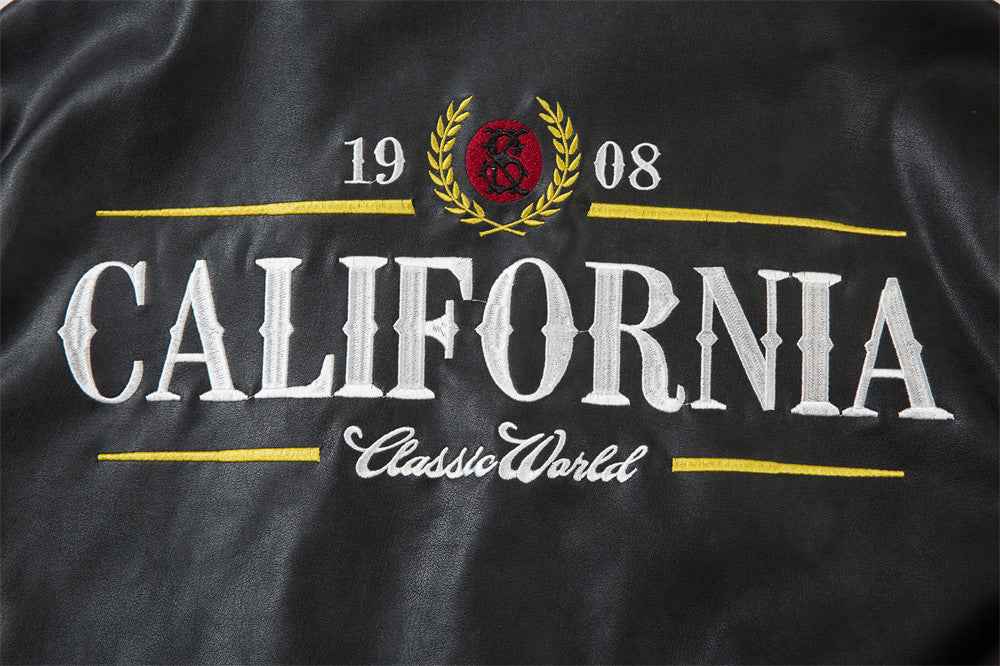 Men's American Embroidery Letters Motorcycle Jacket MuddyStock