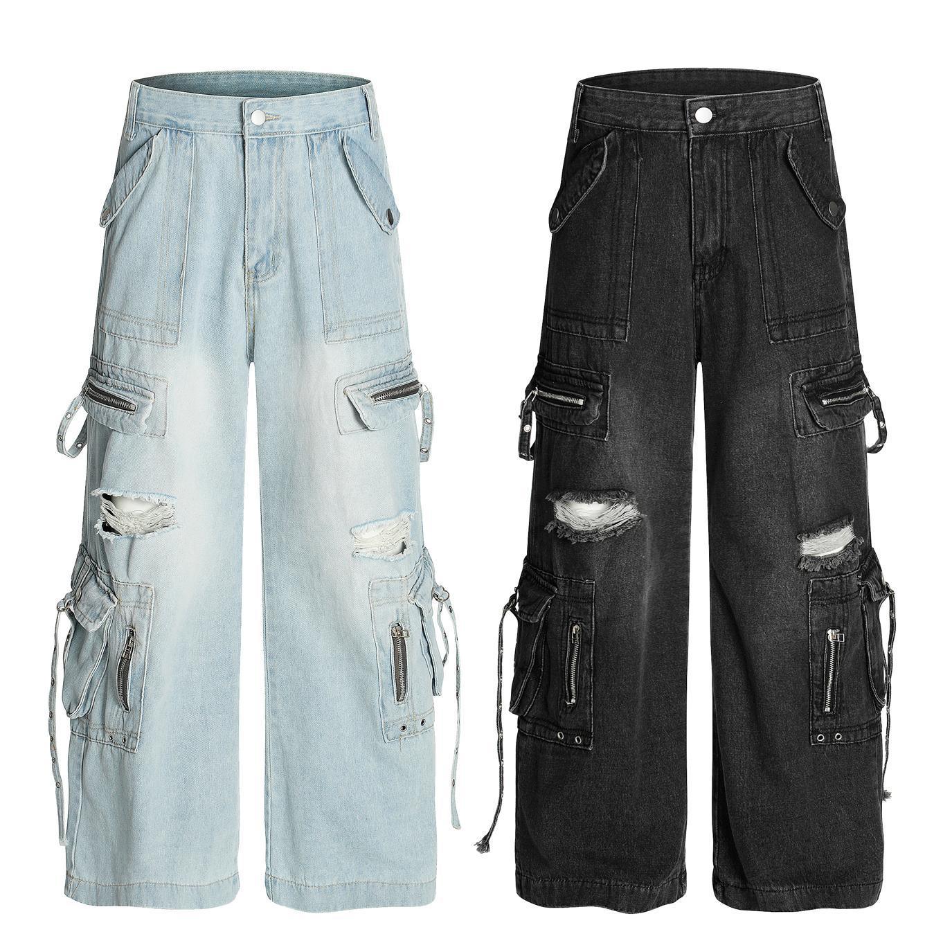 Retro ripped multi pocket workwear jeans for men | MuddyStock Originals