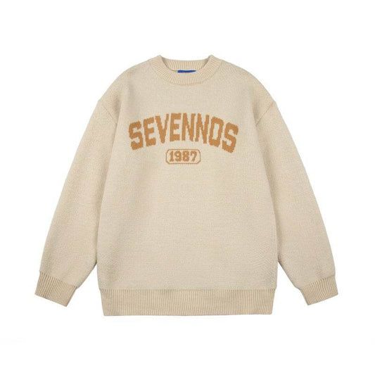 Letter jacquard loose knit sweatshirt For Men And Women | MuddyStock Originals MuddyStock