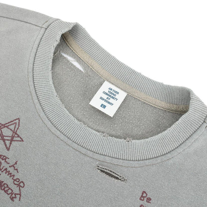 Streetwear Graphic Print Distressed Fleece Crewneck Sweatshirt For Men And Women | MuddyStock Originals