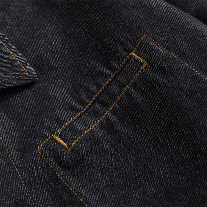 Men's Vintage Denim Jacket Streetwear Contrast Stitching Oversized Collar Jacket