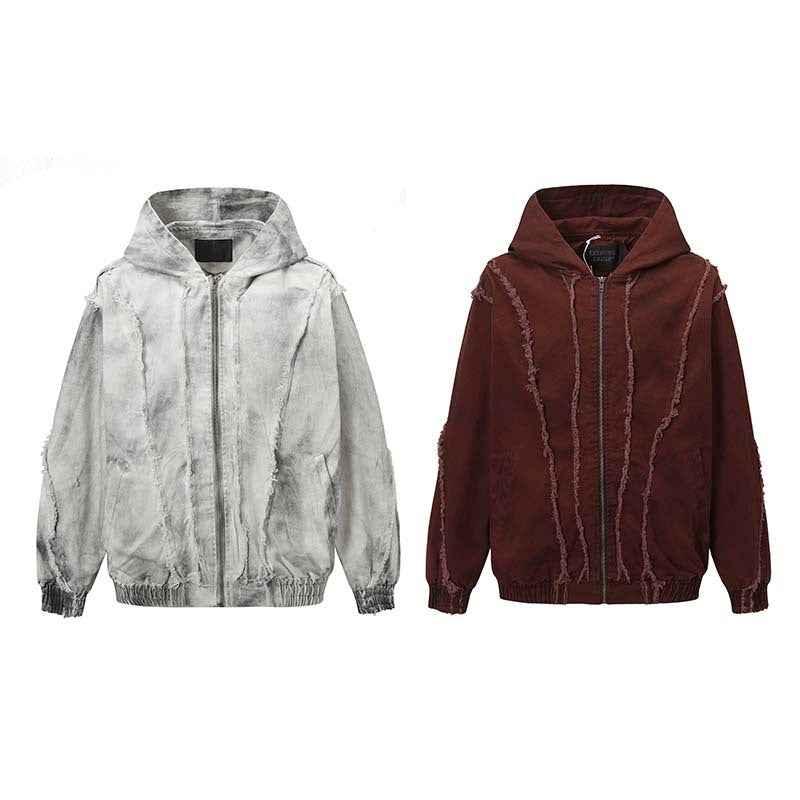 Deconstructing Stitching Edging Dirty Hoodie For Men null
