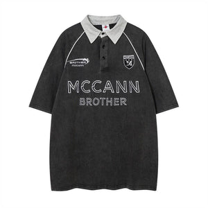 Racing Suit Short-sleeved Polo Shirt For Men Black
