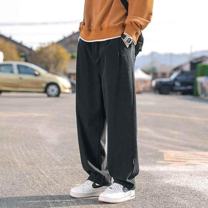Men's Loose Cargo Pants Straight Casual Trousers 9208 Black MuddyStock
