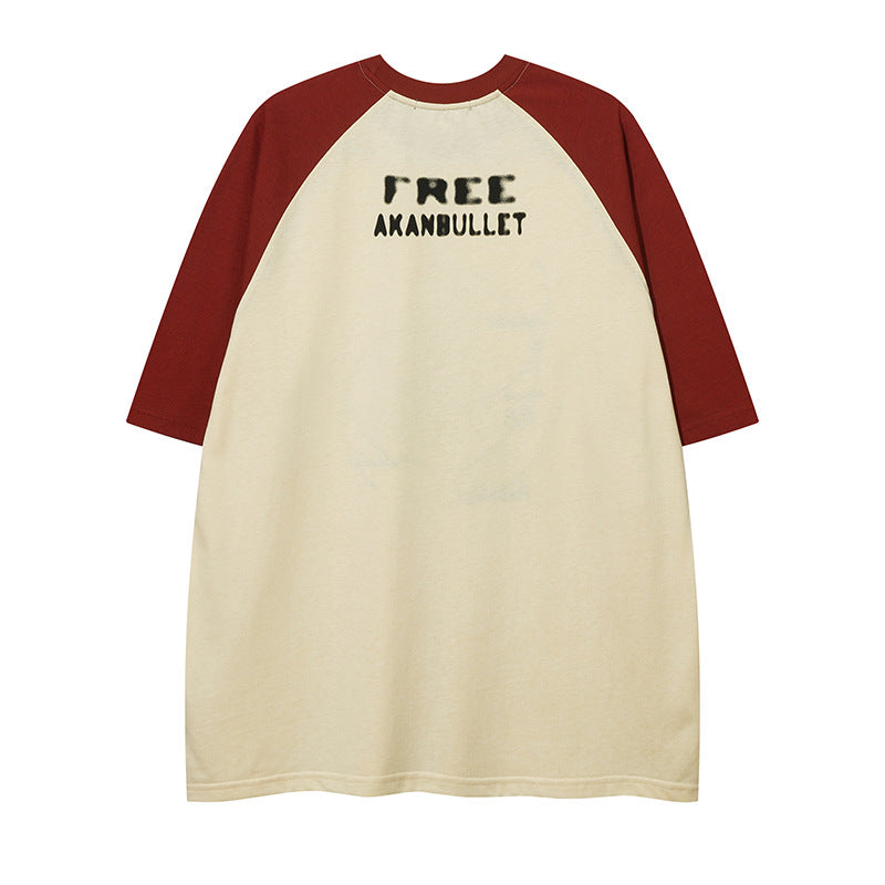 Trendy Cool Contrast Color Letter Printed Loose T-shirt