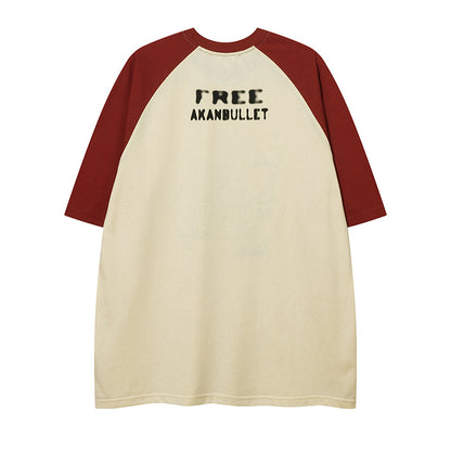Trendy Cool Contrast Color Letter Printed Loose T-shirt