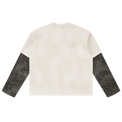 Vintage Wash Leopard Paneled Layer T-Shirt For Men | MuddyStock Originals