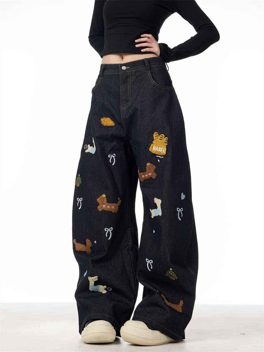 Sausage Dog Patchwork Jeans For Women MuddyStock