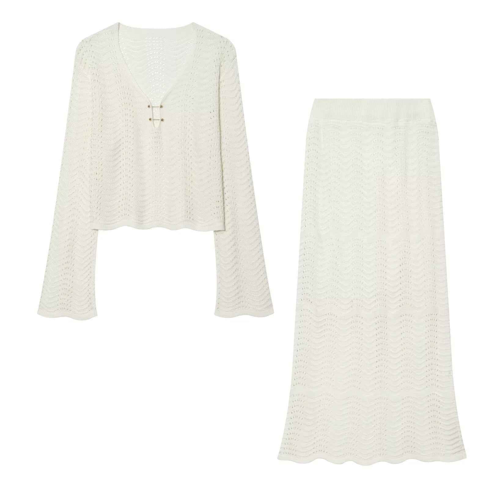Elegant knitted long sleeved top + skirt set | MuddyStock Originals Set
