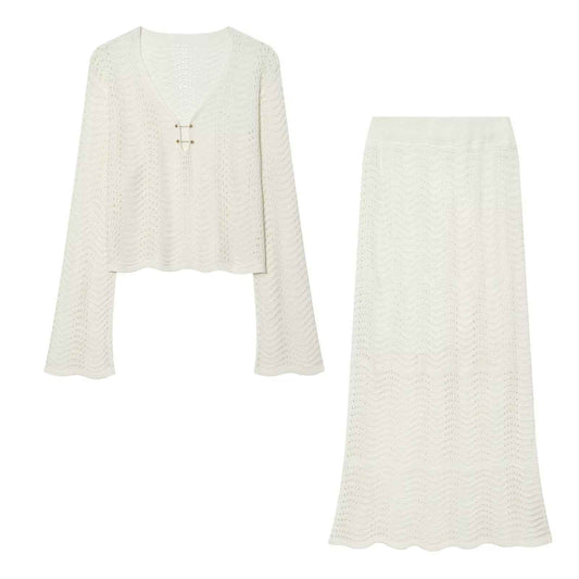 Elegant knitted long sleeved top + skirt set | MuddyStock Originals Set