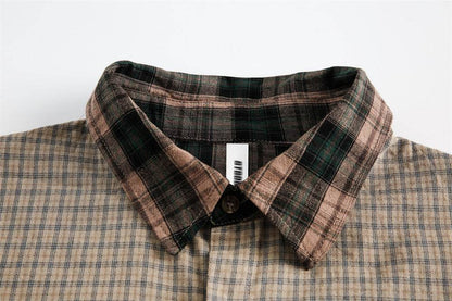 Color Matching Short Sleeve Plaid Shirt For Men And Women MuddyStock