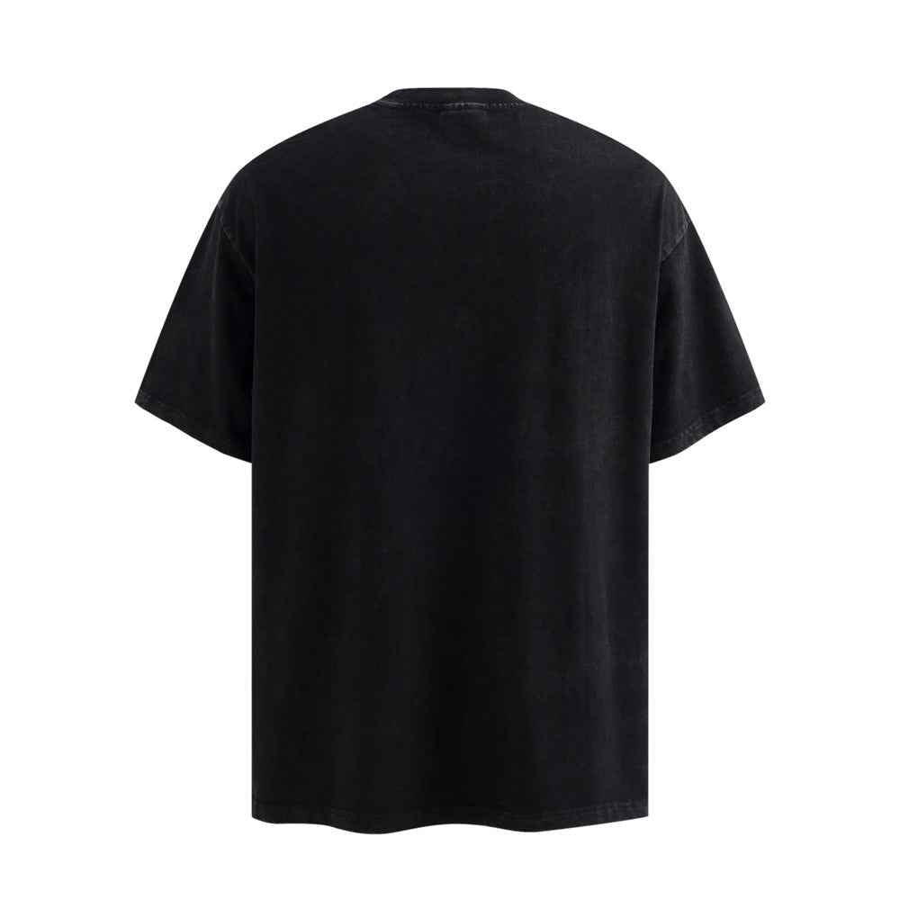 Shadow print distressed short sleeved t-shirt