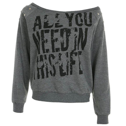 Loose Off-Shoulder Long Sleeve Top For Women | MuddyStock Originals Dark Grey MuddyStock