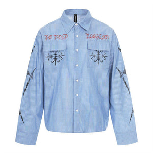 Vertical striped long sleeved shirt for men | MuddyStock Originals Blue