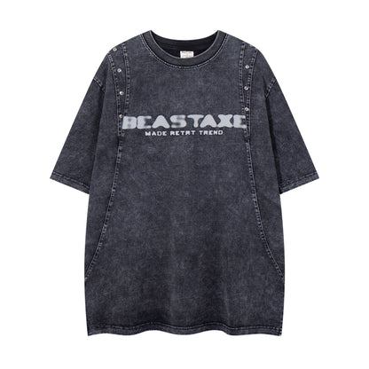 Men's short sleeved T-shirt retro washed pure cotton | MuddyStock Originals Black MuddyStock