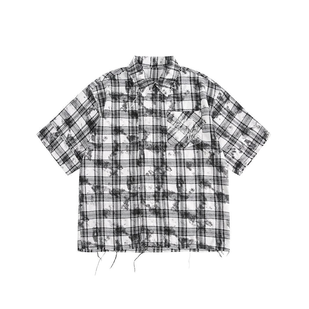 Retro Plaid Loose Short Sleeve Shirt For Men