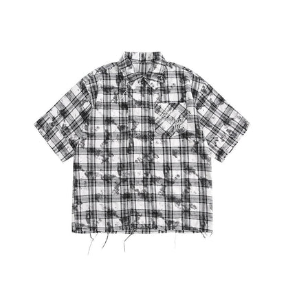 Retro Plaid Loose Short Sleeve Shirt For Men