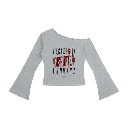Women's Off-Shoulder Bell Sleeve T-Shirt | MuddyStock Originals Flower Gray