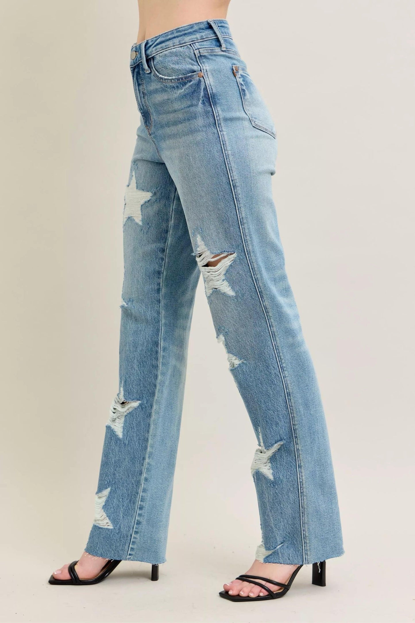 High Waist Rigid Magic Star Shaped Jeans For Women