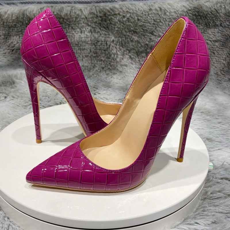 Croc-Effect Women's Slip On Pointed Toe High Heels