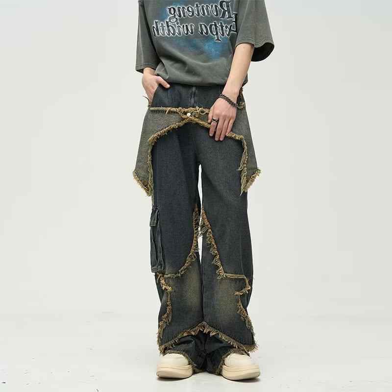 Retro Straight Loose Wide-leg Workwear Jeans For Men And Women MuddyStock