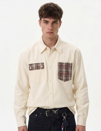 Color-block Pocket Design Long Sleeve Shirt For Men | MuddyStock Originals