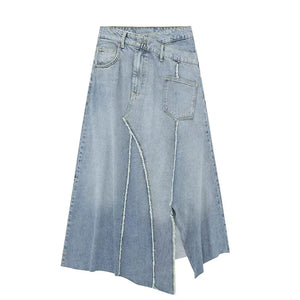 Women's Patchwork Split Light blue Skirt | MuddyStock Originals Blue