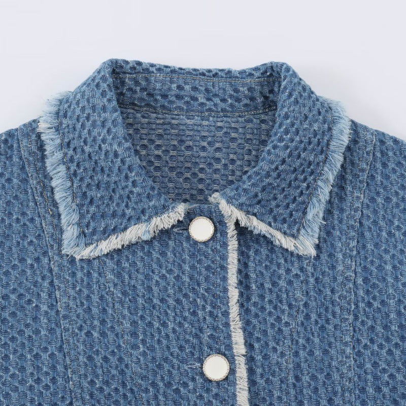 Versatile Long-sleeve Lapel-collar Cotton Denim Jacket All Products