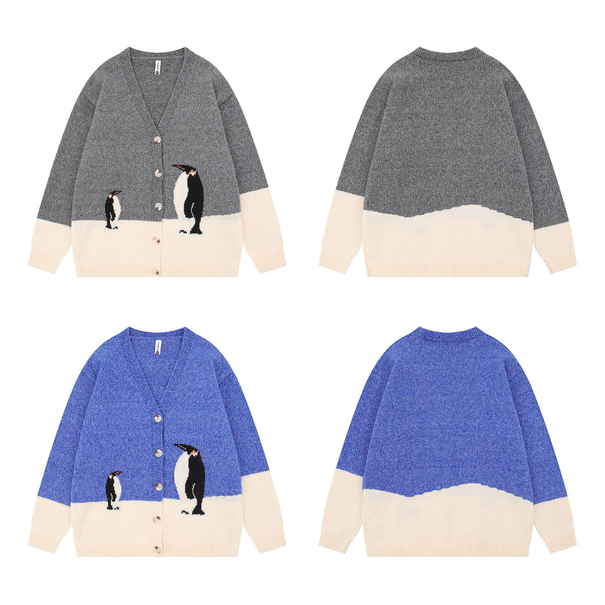 Cartoon contrasting penguin sweater for women | MuddyStock Originals